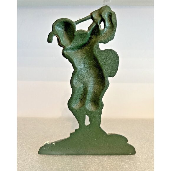 Vintage JOHN WRIGHT Signed Cast Iron Doorstop Old Man Golf Golfer 4 Pounds Rare - Picture 4 of 6